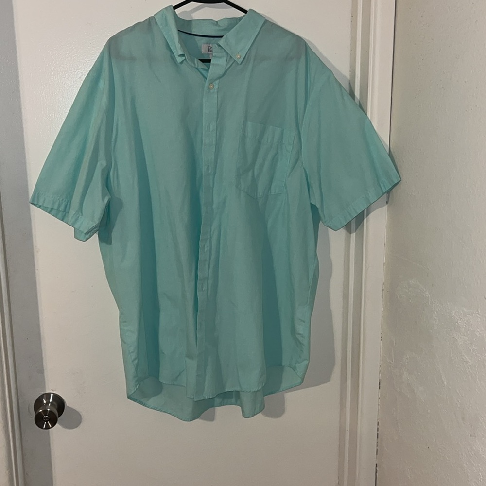 Men's Light Teal Button-Up Shirt - Picture 2 of 3